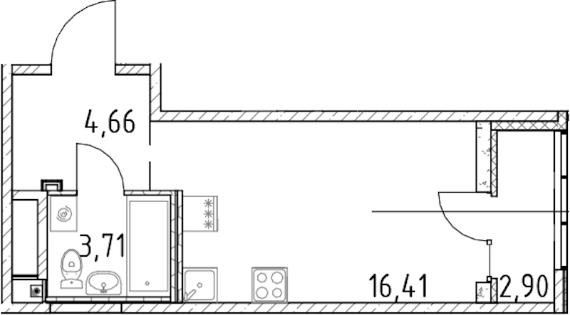 Квартира студия 24.78 м², 18/23 эт., ЖК «Город Первых»
